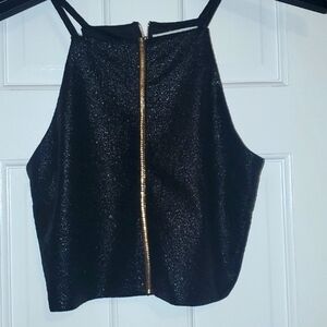 NWOT Sans Souci Shimmery Halter Neck Top M Black with shimmer all over